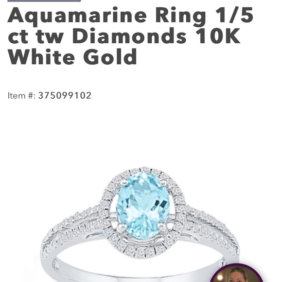 Kay jewelers 10k white gold aquamarine &diamond - Picture 3 of 4